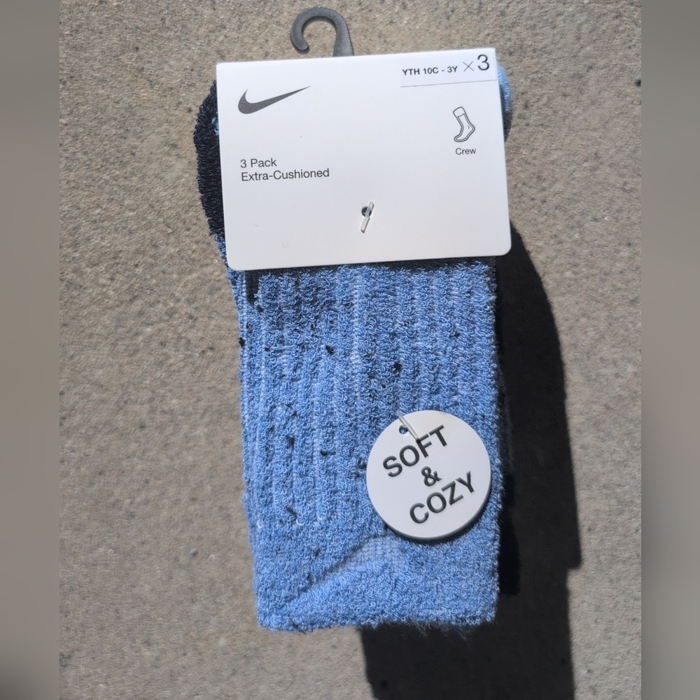 Nike Youth Kids Blue Crew Socks - 3 Pack